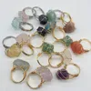 Irregular Natural Crystal Stone Adjustable Band Rings For Women Girl Fashion Party Club Gold Plated Fashion Jewelry