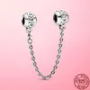 Silver Clasp 925 Sterling Silver Cz Pave Clip Charm Daisy Pärlor Stopp Passform Pandora Armband Smycken Clip