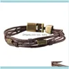 Tennis Jewelrytennis Brown Alloy Simple Multilayer Men Leather Geometric Punk Bangle Fashion Bracelets Rope Chain Black Jewelry Aessories1 D