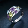 Naturalne Gemstone Srebrne Pierścionki 925 Solidne Ślub Kolorowe Kryształ Oryginalny Projekt Exquisite Engęge 211217