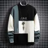 Nowy zimowy ciepły sweter Mężczyźni Patchwork Kolor Block Pullover Moda Koreański Slim Fit Swetry Topy Dzianiny Męskie Boże Narodzenie Jumper Y0907