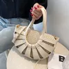 Designer Luxus frauen Tragetaschen Sommer Dame Strand Schulter Umhängetasche Einfache Tasche Weibliche Stroh Halbkreis Handtaschen