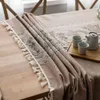 Europe Table Cloth Fabric Rectangular Cotton And Coffee Tassel Linen Dustproof cloth Home Kitchen Decorative 210626