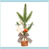 Decorações Festivas Suprimentos Home Garden25cm Árvore de Natal artificial com bagas vermelhas pinho cone férias mesa decoração doméstica sm