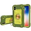 Suporte de anel de metal magnético Stand Defender Capas para iPhone 15 14 13 12 Mini 11 Pro Max XR XS 6 7 8 Plus 3 em 1 Armadura Soft Silicone Hard PC Capa à prova de choque