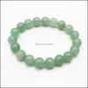 Autres bijoux de perles en vrac Bracelet en aventurine verte de 10 mm, bracelet en pierres précieuses, perles rondes en aventurine, bracelet élastique, bracelet bonne chance Drop D