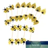 12st Cute Bee Shape Cupcake Papperskaka Topper Födelsedagsfestkaka Honeybee Fruit Picks Dessert Dekorativa Tillbehör