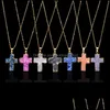 Pendant Necklaces & Pendants Jewelry Natural Stone Cross Necklace Crystal Healing Point Chakra Gemstone Druzy Crucifix Charm Chain For Women