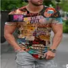 Homens de manga curta casual t camisas estilo rua respirável impressão juventude t colorido esporte topos menino hiphop manga curta314r