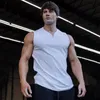 Canotte da uomo Bodybuilding estivo Stringer Top Uomo Abbigliamento da palestra Canotte fitness Camicia senza maniche con scollo a V in cotone Allenamento Slim Fit