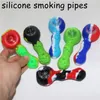 silicone hand spoon pipes smoking accessories Dab Rig Bong Food-grade silica gel glass dry herb pipe