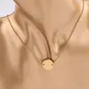 Collane con ciondolo Articoli all'ingrosso Moda Cutom Colar Acciaio inossidabile Oro Tondo Semplice Collana con ciondolo in bianco Gioielli per donne Personalizzato G