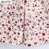 Zevity Women Sweet Floral Print Bow Tied Strap Wide Ben Byxor Jumpsuits Chic Lady Elastic High Waist Casual Slim Rompers DS8307 210603