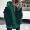 Overcoat Autumn Winter Women Faux Fur Coat Solid Color Long Sleeve Fluffy Outerwear Short Jacket Hairy Warm Overcoat 211110