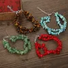 Dubbele lagen natuursteen armband kristal gemalen steen onregelmatige chips bedelarmbanden voor vrouwen tijger eye turquoise roestvrijstalen ketting mode sieraden