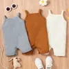 Summer Newborn ribbed Romper Baby Girl Boy strap Bodysuit solid clothes infant toddler Sleeveless Sling Jumpsuit Clothing M4033