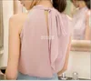 Sexy Beading Chiffon Moda Coreana Sem Mangas Turtleneck Blusa Camisa Mulheres Top S M L XL835I 42 210415