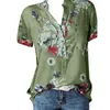 Temperament new women's shirt printing large size casual shirt loose V-neck short-sleeved shirt blouse H1230