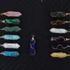 Gold Silver Wrap Chakra Stone Pond Pendulum Pinging Healing Crystal Reiki Charms para Jóias de Colares Fazendo Amethyst Rose Quartz