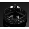 Titanium Steel 2 Color Black/brown Leather Rope Bracelet For Men&women Woven 4 Multilayer Gift Jewelry Bangle