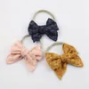20 pçs / lote sólido bordado bordado laço gravata bandband com elástico nylon banda para meninas de bebê verão princesa boutique headwear