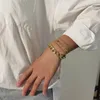 Lujosa pulsera de mano con eslabones de Metal dorado y plateado, cadenas múltiples, joyería para el cuerpo, pulseras sexis para mujeres y niñas, venta al por mayor por juego
