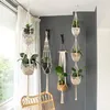 Handgefertigter Makramee-Pflanzenaufhänger für drinnen und draußen, zum Aufhängen, Pflanzkorb, Jute, Retro-Blumentopf, Seilhalter, Schnur, für Zuhause, Garten, Balkon, Dekoration