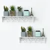 2 stks Wall Rack Set Wit PVC Uitgeholde Gebogen Design 45 Haak Muur Installeren Rek Woondecoratie Plank