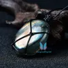 Naturlig handgjord kristall Labradorite sten ädelsten hänge Moonstone Sunstone Pendant Divination Spiritual Meditation Smycken