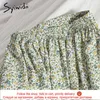 Syiwidii ​​Boho Floral Print Szyfonowa Spódnica Dla Kobiet Czarna Elastyczna Wysoka Talia Szczła Wiosna Lato Różowy Niebieski Zielony Midi Spódnicy 210730