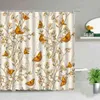 Butterfly with Flowers Series Print Shower Curtain Set Beautiful African Girl Waterproof Home Bathroom Decor Hanging Curtains 211116