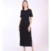 Maxi T-Shirt Kleid Frauen Sommer Strand Boho Sexy Party Elegante Bandage Bodycon Vintage Casual Baumwolle Schwarz Lange Kleider Plus Größe 210409