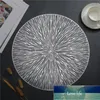 Hollow Out Placemats for Dining Table PVC Round Pads Firework Shape Non Slip Heat Insulation Table Mats for Dining Decoration