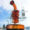 Hookahs Färgglada glas Bongs Tornado Recycler Oil Dab Rigs Duschhuvud Perc Heavy Base Water Pipes 14mm Kvinna Joint med skål