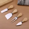 Utensili per formaggio Coltello per formaggio Set da tavola Manico in quercia Kit spalmatore per forchetta per burro Cucina Cucina Accessori utili 4 pezzi / set