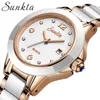 Sunkta أزياء المرأة الساعات روز الذهب السيدات سوار reloj موهير الإبداعية للماء الكوارتز 210616