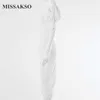 Missakso Summer Solid Midi Dress Slim Single Bered Club z krótkim rękawem Elegancka dama impreza Sexy Deep V Neck Women Bodycon sukienka 210625