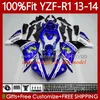 Corpo de Motocicleta OEM para Yamaha YZF R1 1000CC YZF-R1 YZF1000 2013 2014 Bodywork 97No.26 YZF R1 1000 CC YZFR1 13 14 YZF-1000 2013-2014 Faires de Molde de Injeção Lustroso Blue Blk