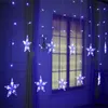 Luces de cadena de estrellas LED Guirnalda de Navidad Luz de cortina de hadas 2.5M Interior al aire libre para dormitorio Fiesta en casa Boda Ramadán Decoración 211112
