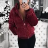 Faux Fur Mulheres Casaco com Cauz Cintura Alta Moda Slim Preto Vermelho Rosa Casaco Falso Casacos