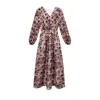 Styl francuski Elegancki Lampart Drukuj Dress Vintage V-Neck Długie Es Kobiety Wiosna Wysoka Talia Vestidos 13072 210427