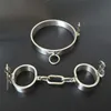 Aço inoxidável com fechadura pescoço colar algemas tornozelo escravo bdsm bondage grilhões perna ferros restrições brinquedo sexual para casais y21228505