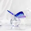 H&D Crystal Cut Butterfly Figurine Glass Animal Ornament Collectible Decoration for Office Table Home Bedroom Wedding Favors 210804