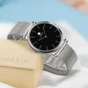WWOOOR Женская мода Простые часы Женщины тонкие Серебряные Черные Платья Часы Стальные Сетки Спортивные Водонепроницаемые наручные часы Reloj Mujer 210527