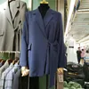 Kvinnors kostymer blazrar Ankomst kvinnor Slim Blazer Coat 2021 Elegant koreansk svart lång klänning Autumn Casacas Para Mujer damrockar 50x054