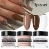 Nail Glitter 3pcs Set NICOLE DIARY Color Solid Dipping Powder Kit Dust Pigment Art No Need LED Dryer 10ml For Prud22