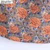 Mulheres Vintage Totem Floral Impressão Casual Mini Dress Feminino Feminino Chique Buff Manga Vestido Elástico Vestidos DS8260 210416