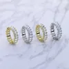 2021 New Design Women Jewelry Ice White Clear 5A Cubic Zirconia Baguette CZ Eternity Engagement Band Stacking Bands Finger ring X0715