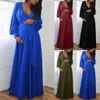 40# Women Pregnant Maternity Dress Solid Ruffles Long Sleeve V-neck Dresses Frenulum Ladies Sexy Dress Clothing Vestido Q0713