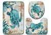 Starfish Turtle Toilet Three-piece Door Bathroom Carpet Waterproof Bathroom Carpets Toilet Seat Cover Floor Mat Bathroom Decor 210622